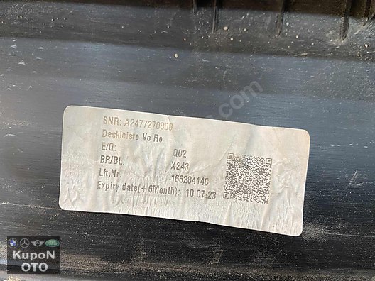 A2477270800 A2477203107 MERCEDES W247 W243 SAĞ ÖN KAPI BANDI